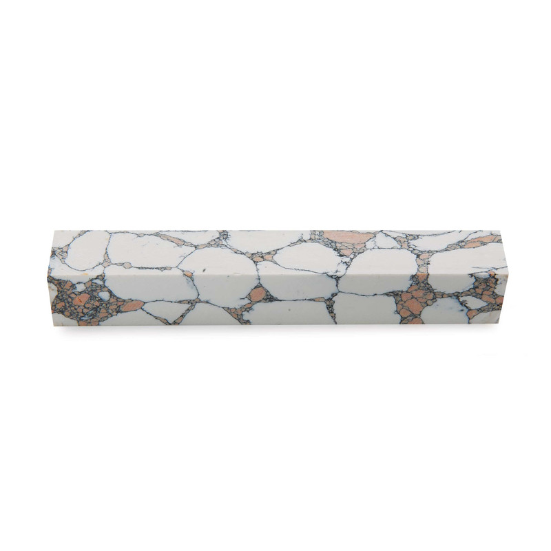 Polyag Pen Blank - 3/4" x 3/4" x 5" - Color:White and Coral